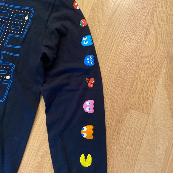 PAC MAN Unisex Black Long Sleeve Tee Shirt s PAC Man Images /Size S - Picture 4 of 9